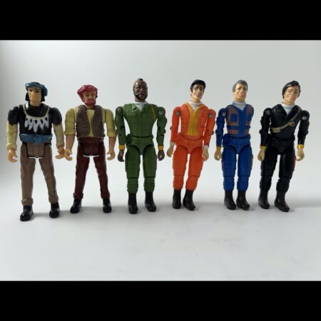 Vintage 1983 Galoob Cannell Prod.  A-Team 6 Figures and Accessories Lot