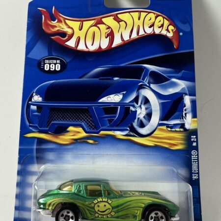 hot wheels 1:64 diecast car in packaging blue card front view green custom car collectible