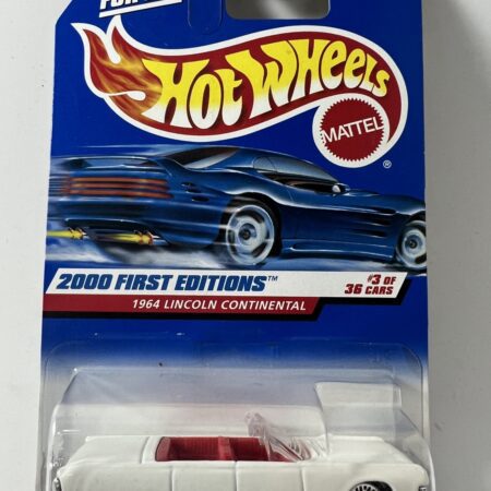 hot wheels 2000 first editions diecast car in packaging blue card front view white car collectible