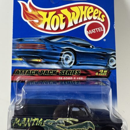 hot wheels attack pack series diecast car in packaging blue card front view black car collectible