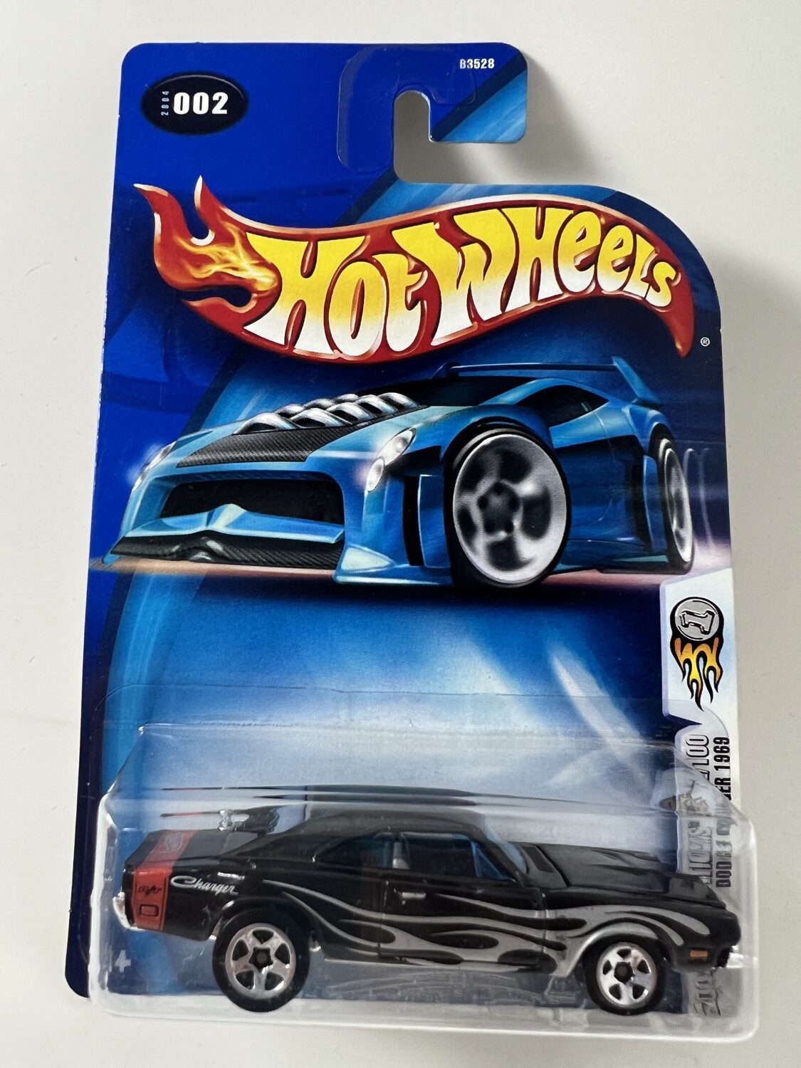 hot wheels 1:64 diecast car in packaging blue card front view black sports car collectible