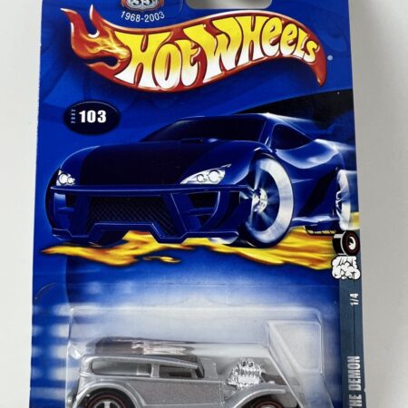 2002 Hot Wheels #103 Redline Series 1/4 THE DEMON Silver w/Redline Chrome 5 Sp