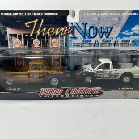 ford champs then and now diecast truck set in packaging white and yellow trucks collectible