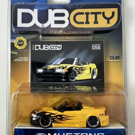 2003 Jada Toys Dub City 1:64 Yellow w/ Black Flames Ford Mustang