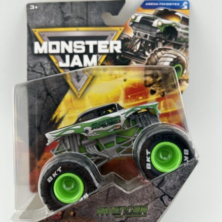 monster jam green truck in packaging front view collectible toy with large wheels