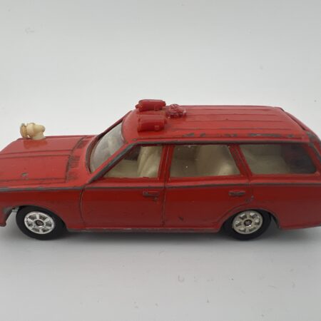 red station wagon diecast car with roof accessory side view left profile vintage toy