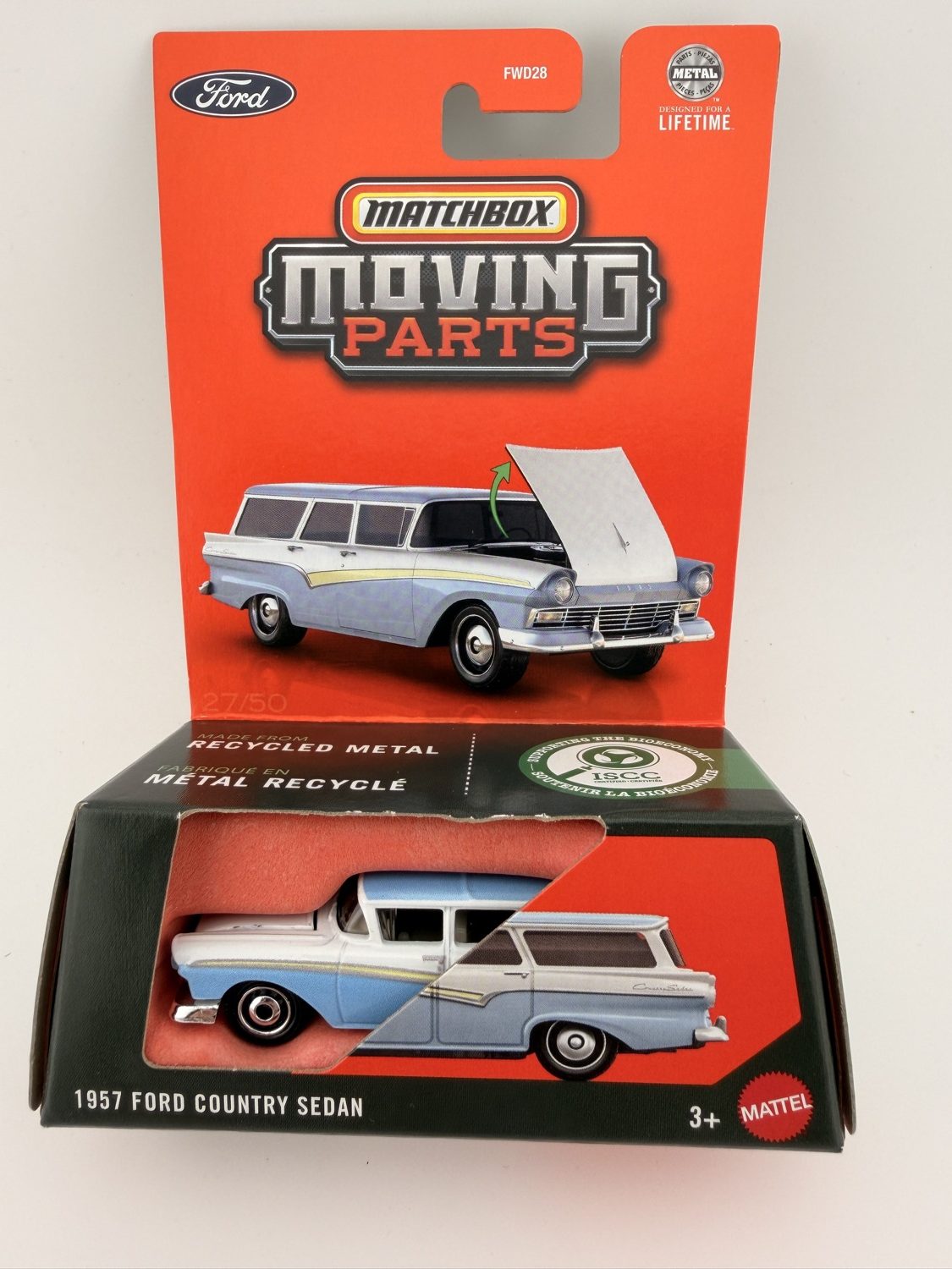 Matchbox Moving Parts 1957 Ford Country Sedan diecast in packaging