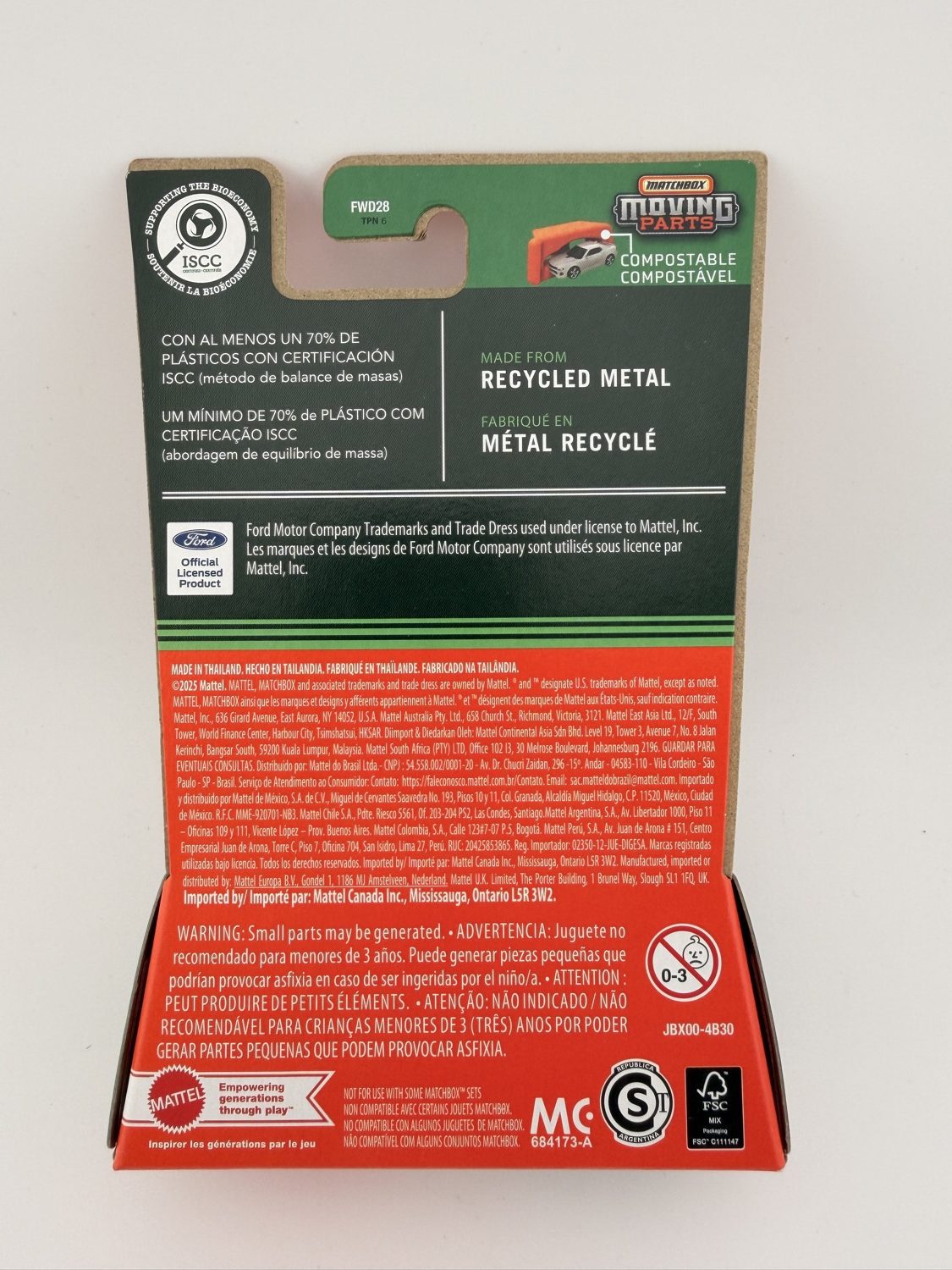 Back of Matchbox Moving Parts 1957 Ford Country Sedan packaging showing details