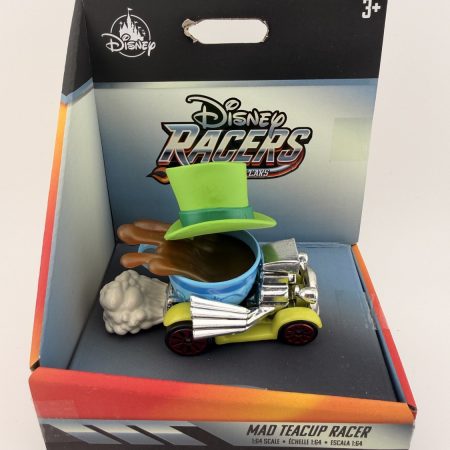 Disney Racers Mad Teacup Racer diecast car with Mad Hatter hat in display packaging