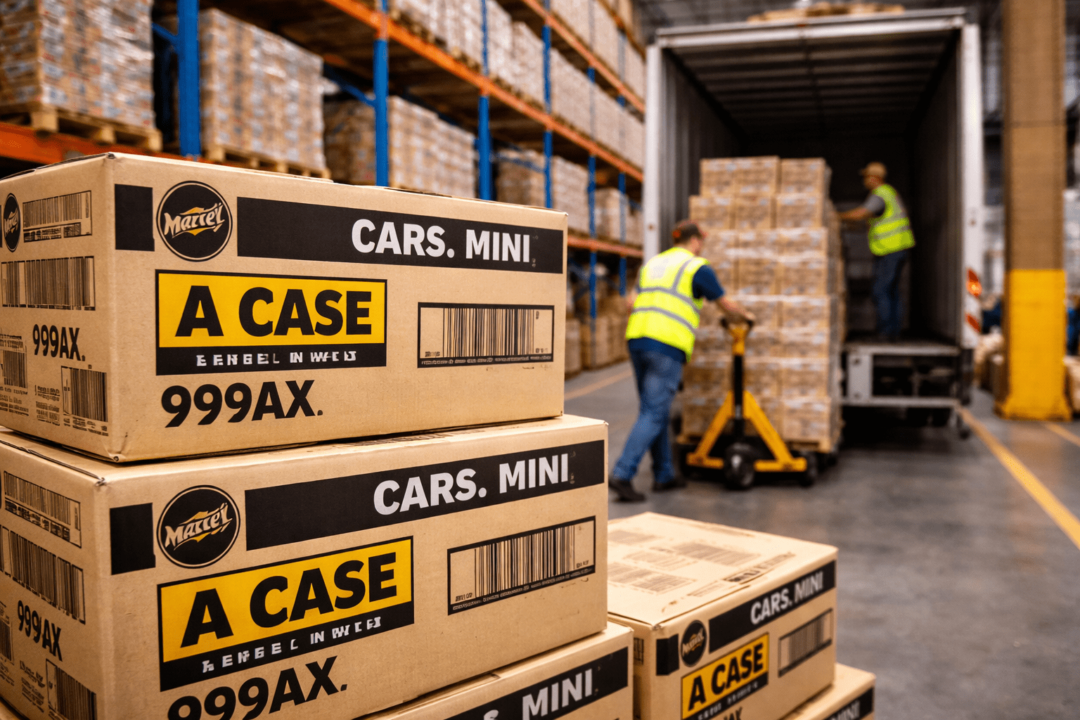hot wheels case codes warehouse shipment boxes being loaded mattel distribution
