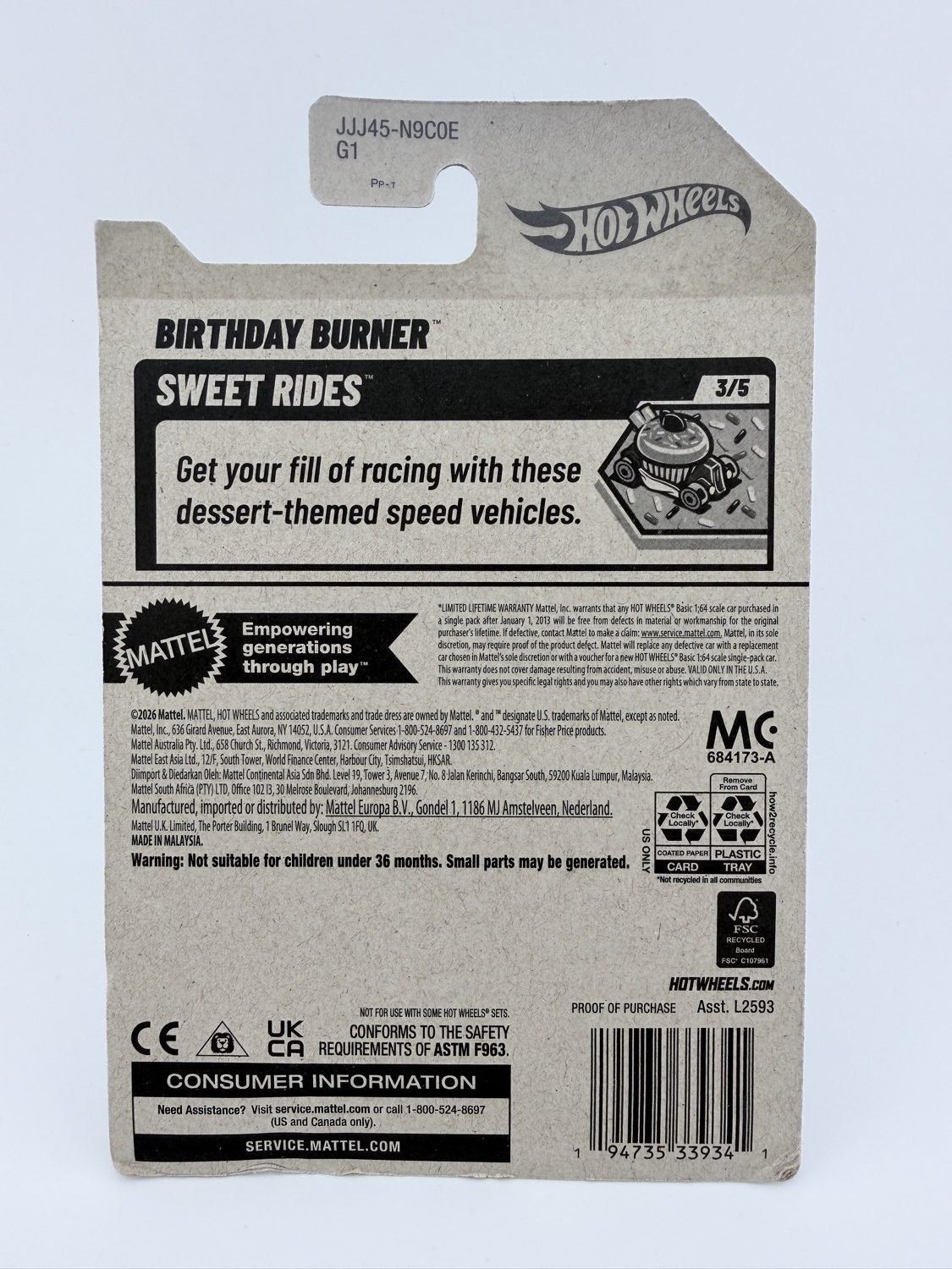 Hot Wheels Birthday Burner Sweet Rides 3/5 - Image 2